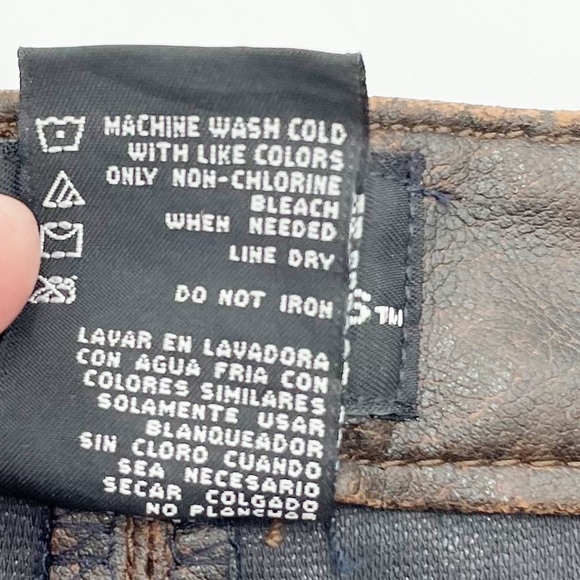 Vintage 90s Y2K No Boundaries PVC Faux Leather Stitch Detail Brown Mini Skirt - Picture 6 of 9